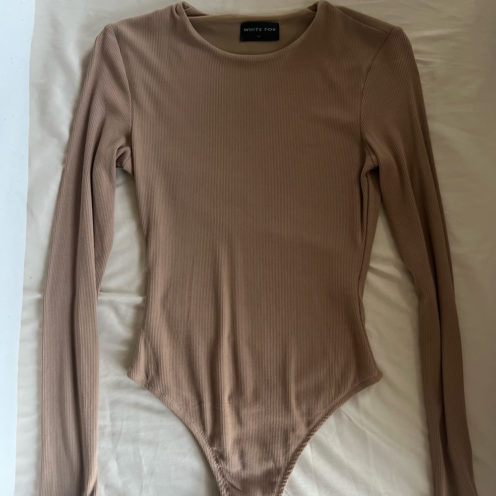 Brown, long sleeve bodysuit from WhiteFox Boutique